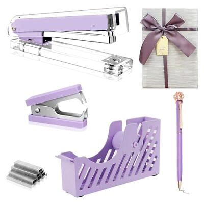 #ad Purple Desk Accessory Kit Acrylic Stapler Set Office Supplies Set for Women... $27.26