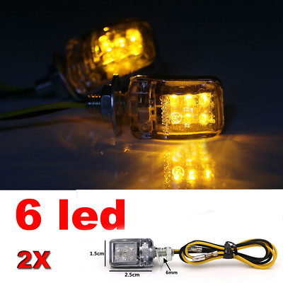 #ad 2pcs Mini 6 LED Motorbike Motorcycle Turn Signal Lights Turn Indicators Bulb 12V $8.86
