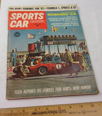 #ad Sports Car Graphic 1962 magazine racing Sebring Ferraris Lancia Abarth 1300 Alph $12.95