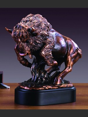 #ad Buffalo Bison Sculpture Great Detail Brass Art Bronze Montana Wild Life $205.00