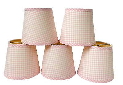 #ad #ad Pink amp; White Gingham Chandelier Shades 5quot; Mini Lamp Sconce Shade Set Of 5 $39.00