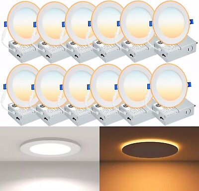 #ad 12 Pack 6 Inch Ultra Thin LED Recessed Ceiling Light with Junction Box DIMMABLE $89.99