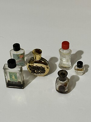 #ad Lot of 6 Vintage Glass Perfume Bottles Mini mostly empty All 1950 1960’s RARE $19.99