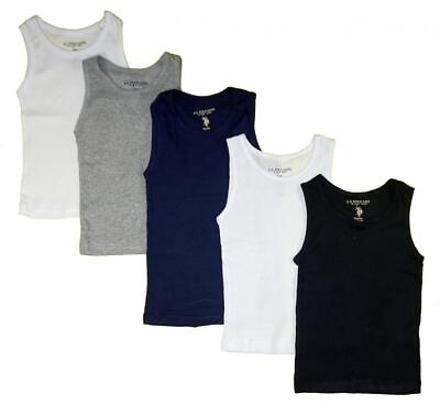 #ad U.S. Polo Assn Boys 5 Pack Tank Tops Size 4T 5T 4 5 10 12 14 16 18 20 $18.74