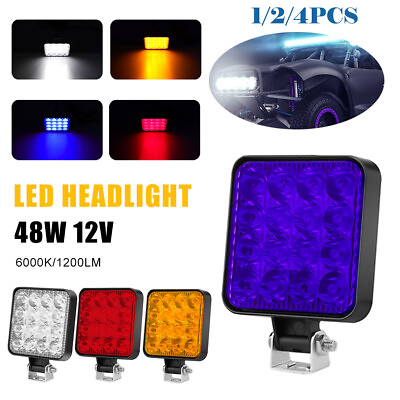 #ad 4PACK 12V Off Road Work Light 3030 LED Spot Light Car LED Light Bar 1200LM 48W $10.00