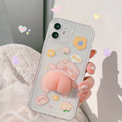 #ad Cartoon Cute 3D Pig Butt Phone Case for iPhone 15 14 12 13 11 Shockproof Cover $8.99