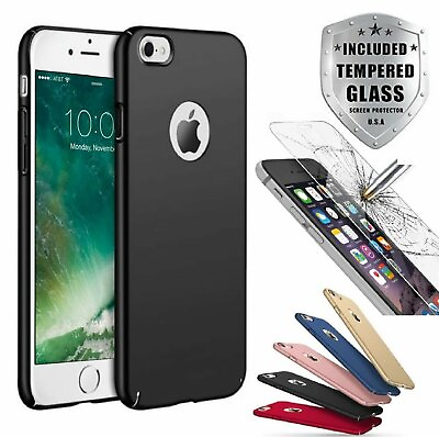 #ad Case Ultra Thin Slim Hard Cover Tempered Glass For Apple iPhone 8 6S 7 7 Plus $6.05