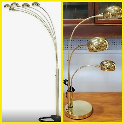 #ad 2 VINTAGE Arc Lamps 5 Arm Floor Lamp amp; 36quot; 3 Arm Table Lamp MCM Heavy $475.00