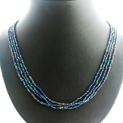 #ad 4 Strand Peacock Seed Beads Long Necklace 23quot; $7.95