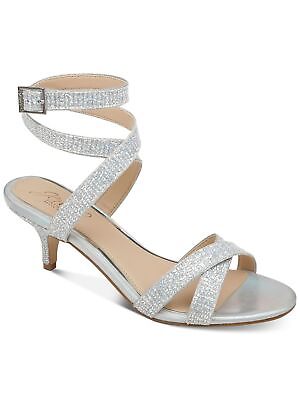 #ad JEWEL BADGLEY MISCHKA Womens Silver Newton Round Toe Kitten Heel Sandals Shoes 6 $47.99