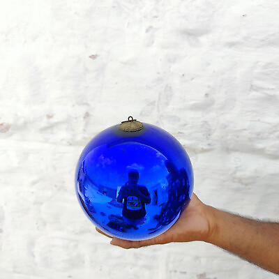 #ad Antique Cobalt Blue Glass German Kugel 6.4quot; Christmas Ornament Beehive Cap 552 $268.00