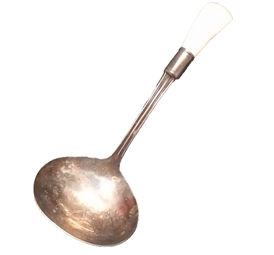 #ad Sterling COLLAR ladle Vintage Or Antique Extra Coin Silver Plate Mother Of Pearl $21.43