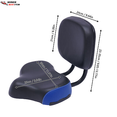 #ad Universal Bicycle Seat Large Comfort Wide Saddle Seat With Back Rest Cushion HOT $36.90