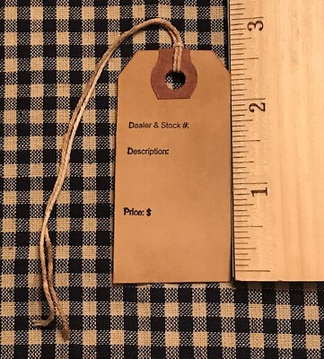 #ad 300 Small DEALER antique store Primitive Coffee Stained Price Hang Tags Lot $43.56