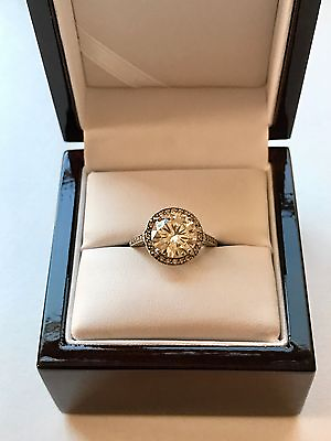 #ad Moissanite Ring 4 Carat in 14k Size7 White Gold Halo $599.00