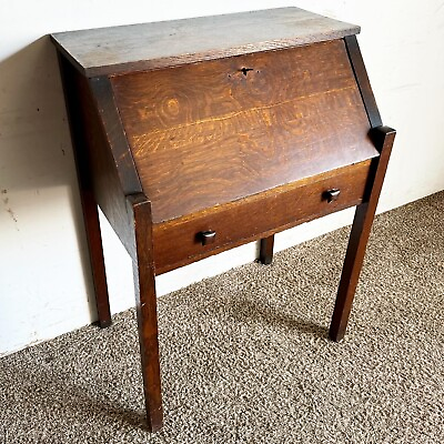 #ad Antique Tiger Oak Secretary Desk by Danner $495.00