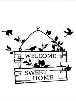 #ad Welcome Sweet Home Birds Sign Wall Sticker Creative Decor Wall Art Adhesive Wall $7.64
