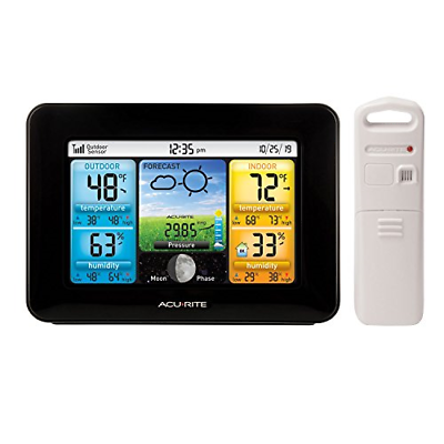 #ad AcuRite 02077 Color Weather Station Forecaster with Temperature Humidity Black $74.37