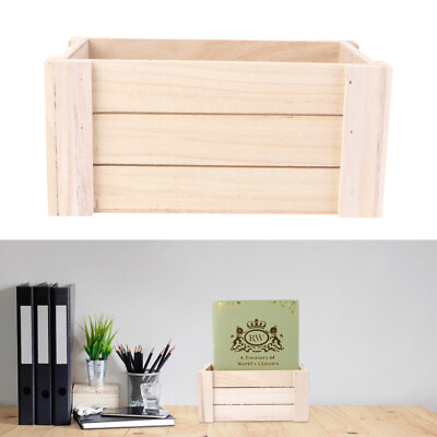 #ad Wooden Desk Case Nesting Crates with Handle Storage Container Rustic Basket Bins $16.99