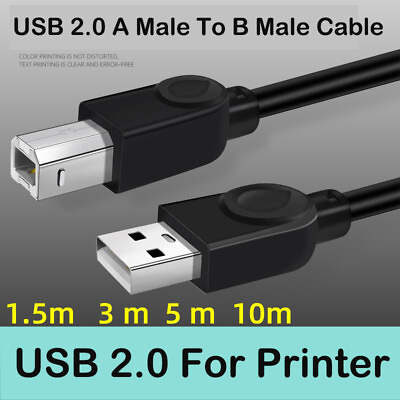 #ad Printer USB 2.0 Cable Cord Transfer PC A to B Male Device HP Brother Canon Epson $20.00