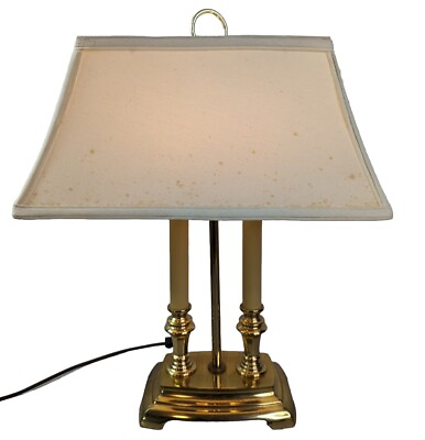 #ad Vintage Brass Two Arm Table Lamp Shiny Brass Height 19quot; Shade Length 15quot; $134.00