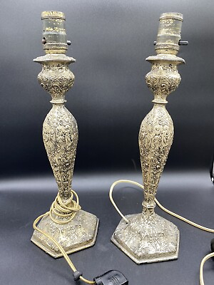 #ad #ad VTG Art Nouveau Table lamps. Colonial Themed Beautiful Pair Lamp. 14” Tall $140.00