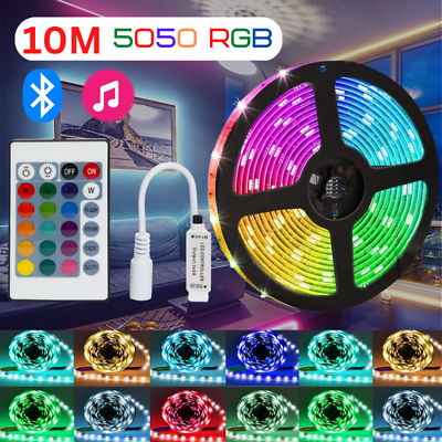 #ad LED Strip Lights 10M Music amp; Bluetooth 5050 RGB Room Light with RemoteAdapter $16.92
