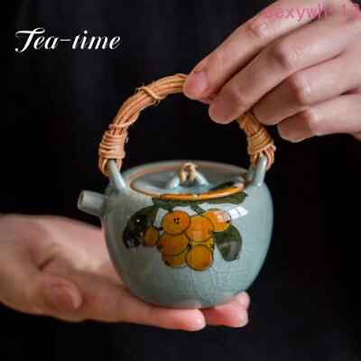 #ad Pure Hand painted Loquat Teapot Ice Crack Road Beam Pot with Filter Teapot $57.02