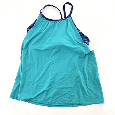 #ad Ivivva Youth Sz 12 Tank Top Teal Built in Bra Racerback Layered Activewear Lulu $11.99