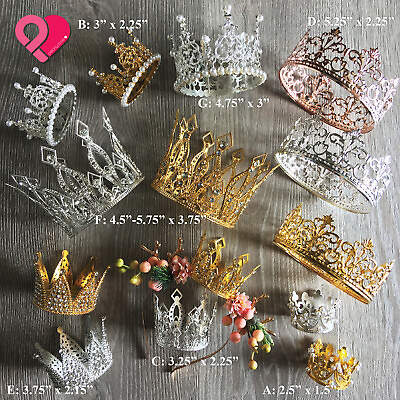 #ad Crown Tiara Headpiece Royal King Queen Princess Wedding Party Pearl Rhinestone $16.99