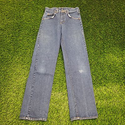#ad Vintage 90s LEE Straight Jeans 28x32 Tag 30x34 Faded Indigo Dark UNION Made $36.27