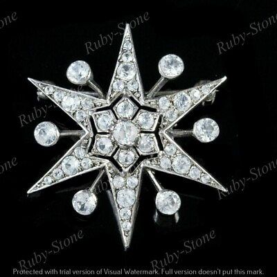 #ad Round Moissanite Antique Women Brooch Pin In 925 sterling Silver $403.04