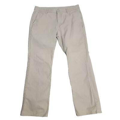 #ad Bonobos Mens Size 34 Tan Beige Washed Chinos Flat Front Khaki Pants $25.00