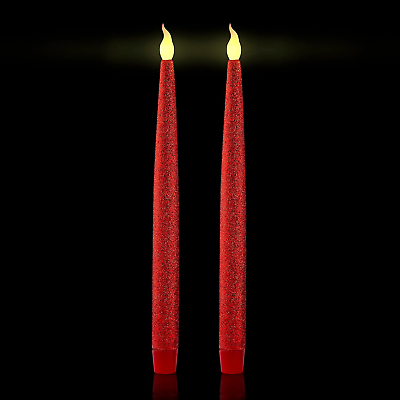 #ad FURORA LIGHTING Red LED Taper Candles Window Candles Candle Lights Long Candl $23.94