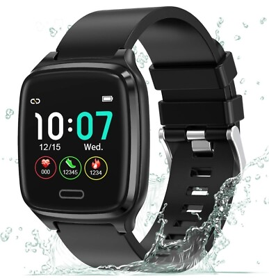 #ad L8STAR Fitness Tracker Heart Rate Monitor Watch Black Silicone Smart Time Clock $32.88