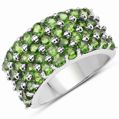 #ad 3.08 Carat Genuine Chrome Diopside .925 Sterling Silver Ring $159.16