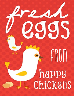 #ad TIN SIGN quot;Fresh Eggs Happy Chicksquot; Food Decorative Wall Decor Farm Dairy Rooster $7.35
