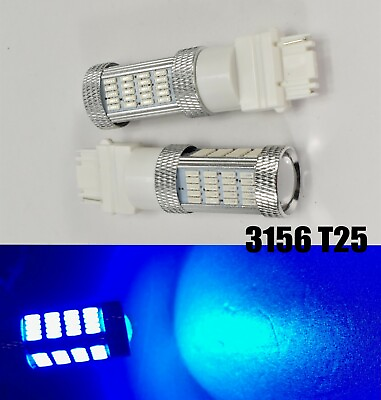 #ad Front Turn Signal Light 92 SMD LED Projector Bulb Blue T25 3156 3456 B1 #1 $22.89
