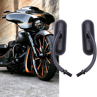 #ad Motorcycle Mini Oval Side Mirrors For Harley Street Glide Road King Softail Dyna $35.29