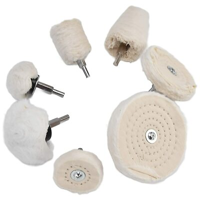 #ad 7PCS Cotton Buffing Wheel Kit for Drill Rotary Tool Aluminum Metal Polishing Pad $23.29