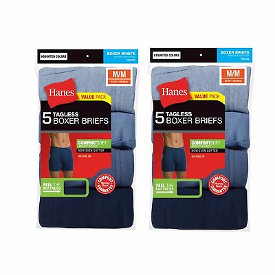 #ad Hanes Men#x27;s Tagless Boxer Briefs 10 PACK Underwear S M L XL Colors May Vary $19.79