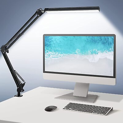 #ad Swing Arm Led Desk Lamp with Clamp 3 Color Modes 6 Brightness amp; Stepless Dim... $40.35