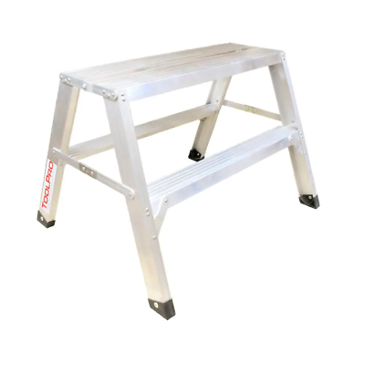 #ad ToolPro Sawhorse Ladder Aluminum Flat Top Non Slip Feet Double Braced Steps 2 ft $157.68