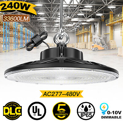 #ad 480V 240W LED UFO High Bay Light Dimmable Warehouse Shop Light 5000K 36000LM DLC $159.35