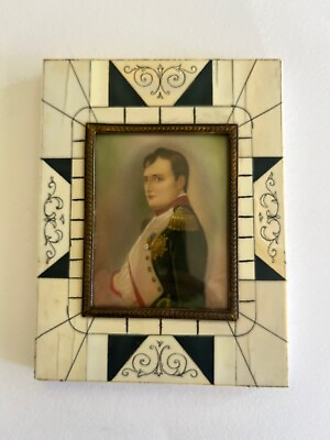 #ad Antique Miniature NAPOLEON Bonaparte Portrait piano key frame 19th century $250.00