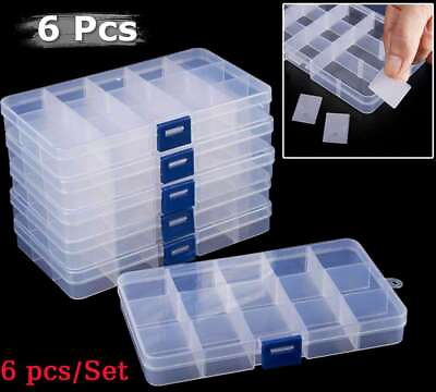 #ad 6Pcs Set Small Plastic Storage Container Boxes Box DIY Coin Screw Jewelry Travel $10.79