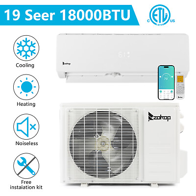 #ad 18000BTU Air Conditioner Mini Split AC Ductless HEAT PUMP WIFI 19SEER 1250 sq.ft $675.98