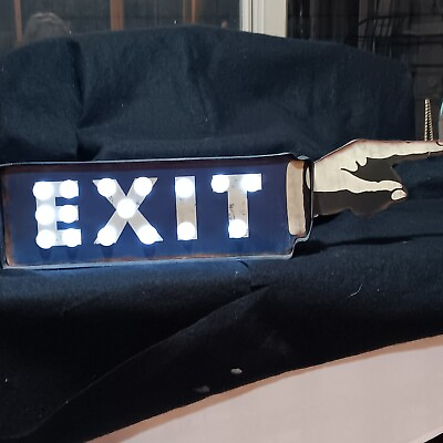 #ad Exit battery lighted sign. Hand Pointed Right Very Rare bluewhite amp; Black. $145.95