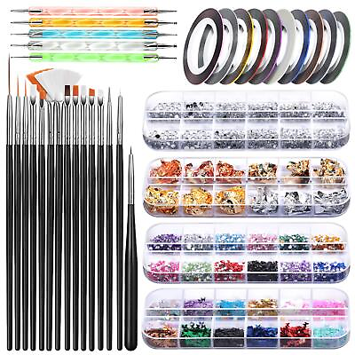 #ad Teenitor Nail Art BrushNail Art Decorations Kit with Nail Pen Designer Dotting $17.99