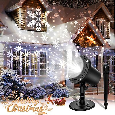 #ad LED Christmas Snowflake Projector Laser Light Snowfall Landscape Xmas Decor Lamp $17.99
